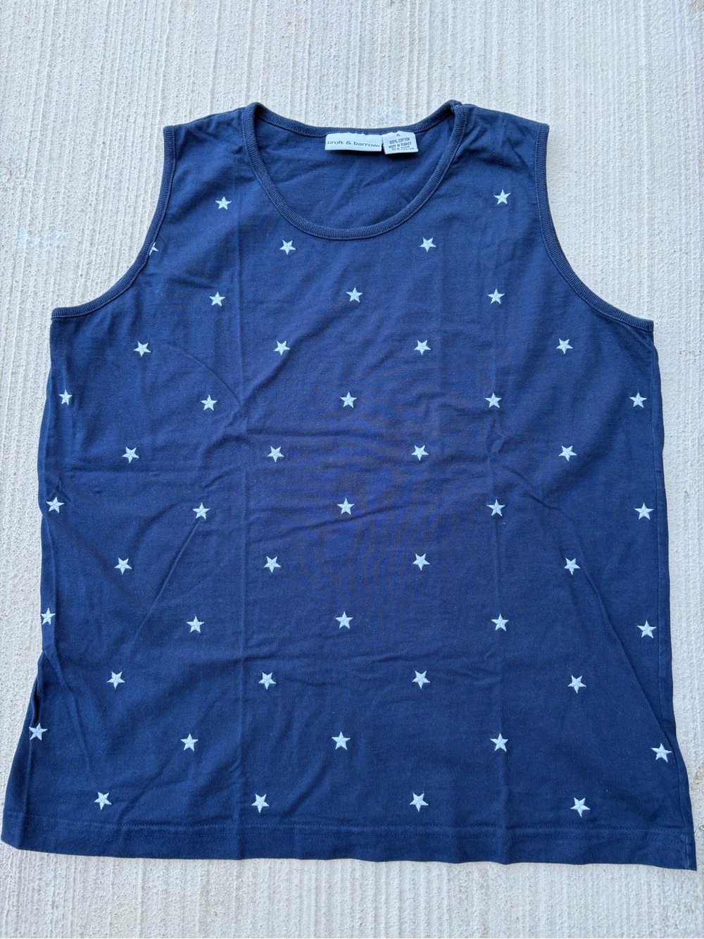 croft & barrow Navy Tank with White Star Pattern